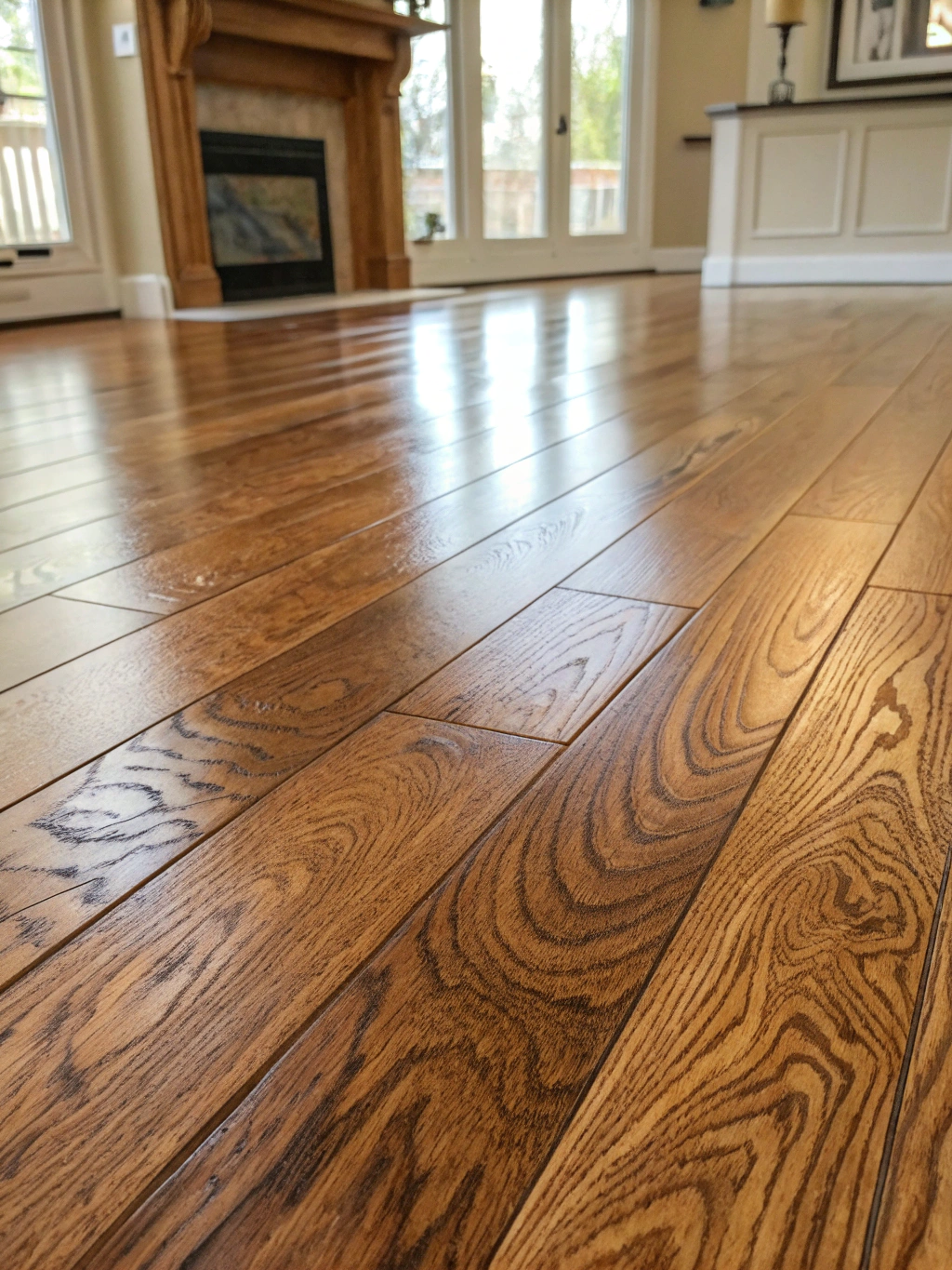 High-quality oak flooring installation detail